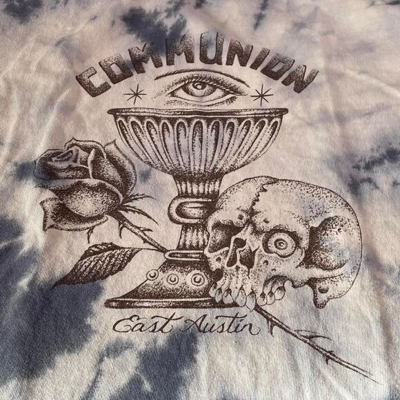Blue and white tie-dye t-shirt Communion Tattoo Parlor - Picture 6 of 7